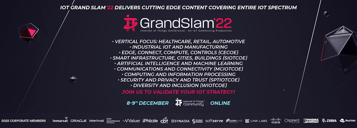 La IoT Community anuncia la agenda de la Conferencia Virtual IoT Grand Slam 2022, del 8 al 9 de diciembre de 2022