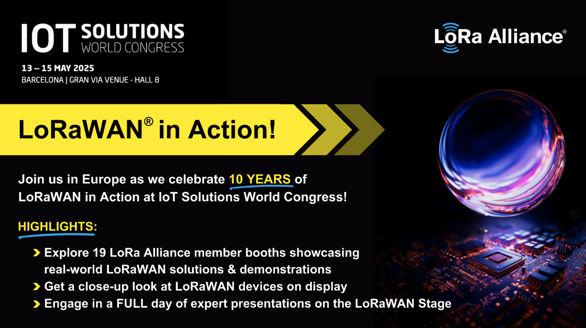 LoRa Alliance lleva LoRaWAN al IoT Solutions World Congress 2025 y presenta integraciones punteras de inteligencia artificial, satélites y contadores