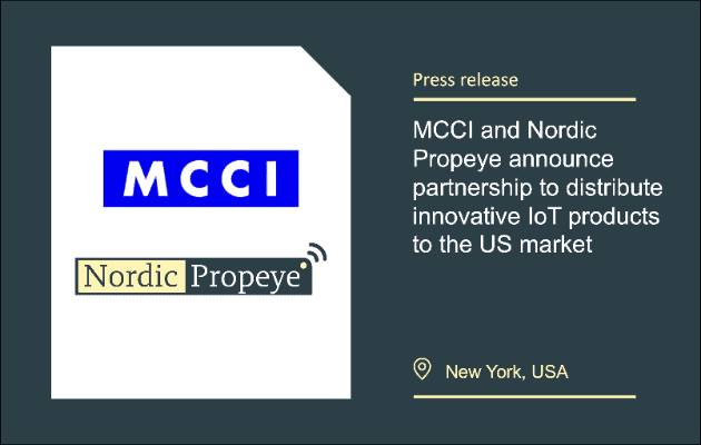 MCCI y Nordic Propeye anuncian una asociación para distribuir productos IoT innovadores en el mercado estadounidense