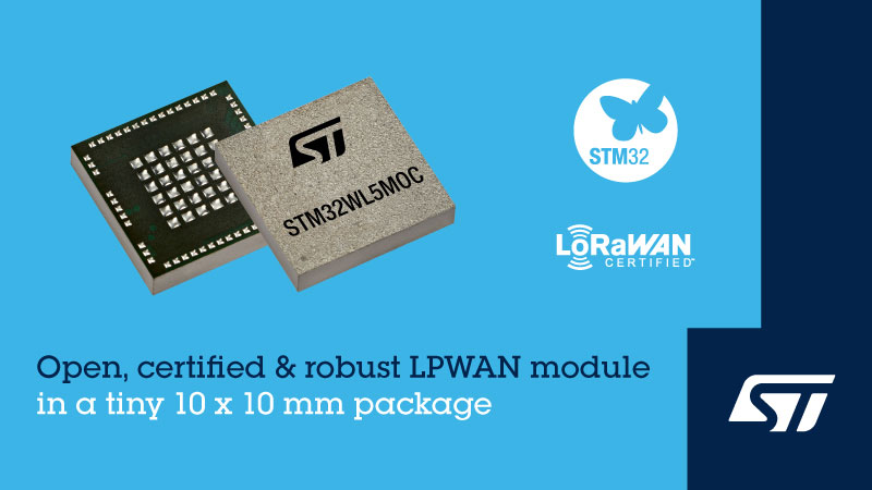 STMicroelectronics simplifica la conectividad IoT de largo alcance con el módulo LoRaWAN sub-1GHz STM32 SiP