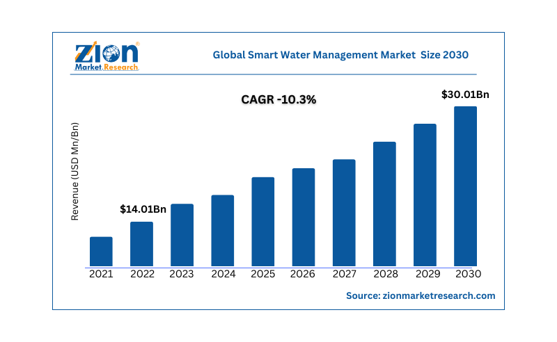 El mercado mundial de la gestión inteligente del agua acumulará unos enormes ingresos de 30.010 millones de dólares en 2030
