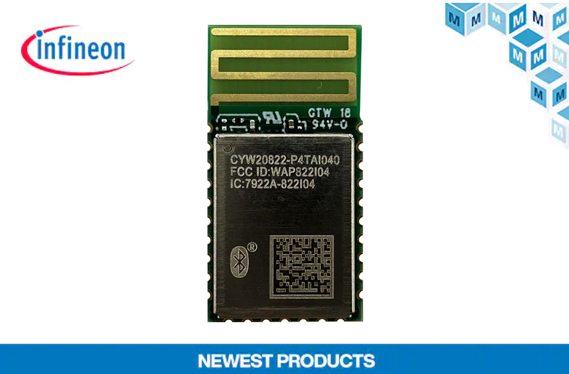 Infineon Technologies revoluciona la conectividad inalámbrica con el módulo CYW20822 AIROC™ Bluetooth LE, ya disponible en Mouser Electronics