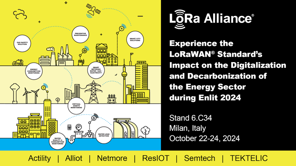 LoRa Alliance mostrará el impacto del estándar LoRaWAN® en la digitalización y descarbonización del sector energético durante Enlit 2024