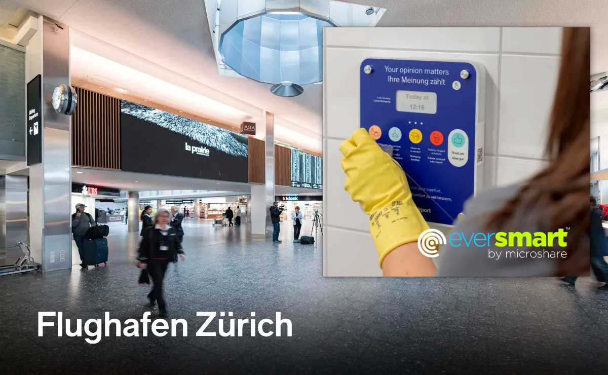 El aeropuerto de Zúrich elige Microshare para sus 300 aseos y 22,5 millones de pasajeros