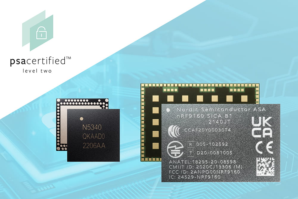 El nRF9160 SiP y el nRF5340 SoC de Nordic Semiconductor alcanzan el nivel 2 de certificación PSA para una mayor garantía de seguridad en IoT