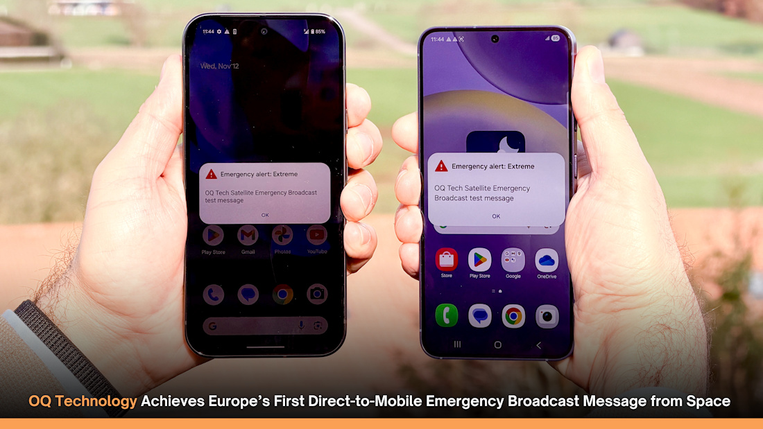 OQ Technology envía el primer mensaje de emergencia directo a móviles desde el espacio en Europa