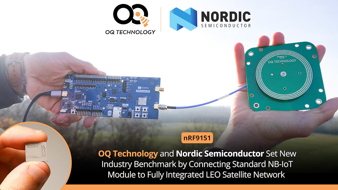 OQ Technology y Nordic Semiconductor conectan un módulo IoT directamente a satélites 5G