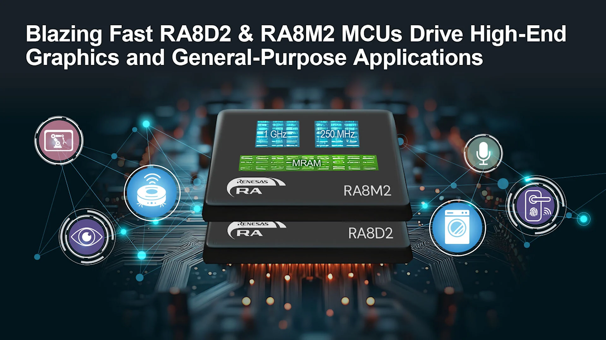 Renesas amplía su serie RA8 con nuevos microcontroladores de 1 GHz para aplicaciones IoT e industriales